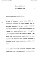 Opening Statement re Media – 16th December 1998