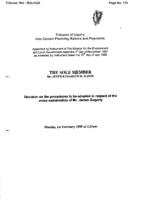 Decisions re Procedures to be adopted re cross-examination of James Gogarty – 1st February 1999 (2:15pm)