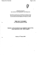 Decision on procedures to be adopted in respect of the cross-examination of Mr. James Gogarty – 15th March 1999